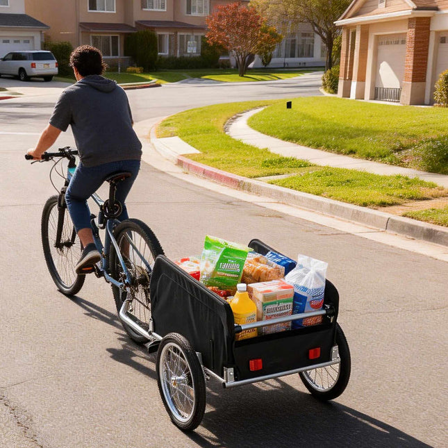 Foldable Bicycle Cargo Trailer with Weatherproof Cover