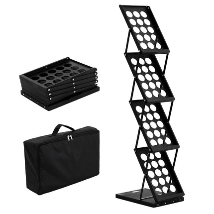 Foldable Brochure Display Stand, 4-Tier, 4-Pocket, Bag