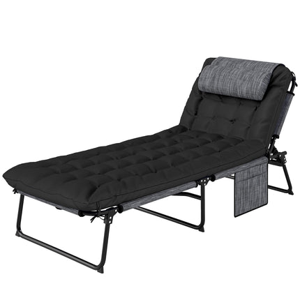 Foldable Camping Bed with Adjustable Backrest and Pillow