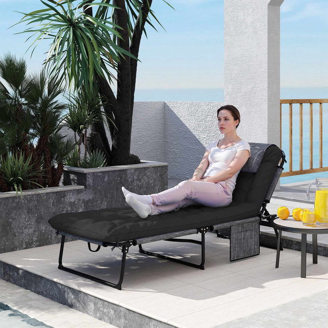 Foldable Camping Bed with Adjustable Backrest and Pillow