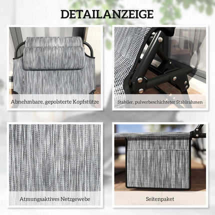 Foldable Camping Bed with Adjustable Backrest and Pillow