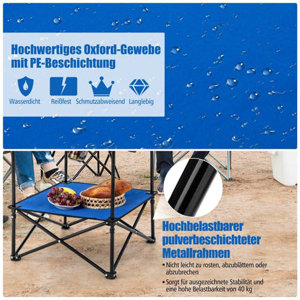 Foldable Camping Table with Drink Holders & Carry Bag 2 Tier Fishing Table Picnic Table