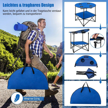 Foldable Camping Table with Drink Holders & Carry Bag 2 Tier Fishing Table Picnic Table
