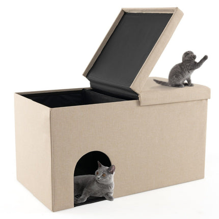 Foldable Cat House Bench – Hidden Litter Box, 90x50x50 cm