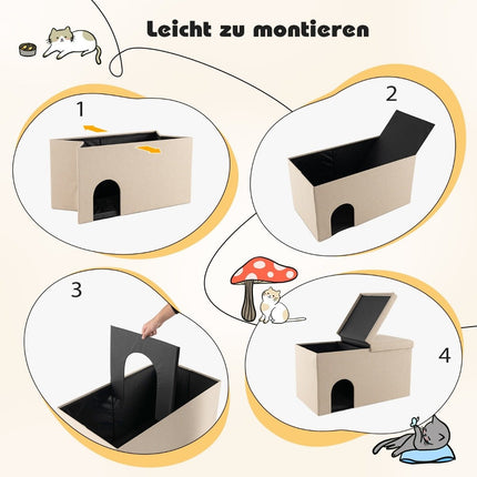 Foldable Cat House Bench – Hidden Litter Box, 90x50x50 cm