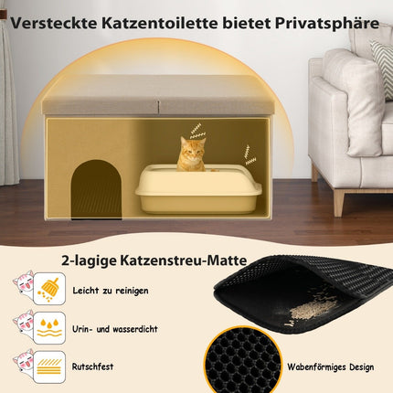 Foldable Cat House Bench – Hidden Litter Box, 90x50x50 cm