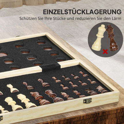 Foldable Chess & Checkers Set, Walnut, Compact Case