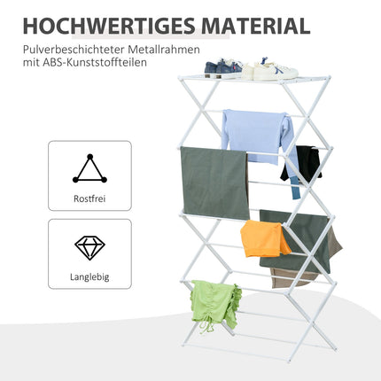 Foldable Tower Clothes Airer, 8 levels, white 74x35x144 cm
