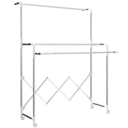 Foldable Clothes Drying Rack, 3 Adjustable Bars, Stainless Steel