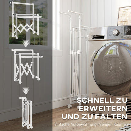 Foldable Clothes Drying Rack, 3 Adjustable Bars, Stainless Steel
