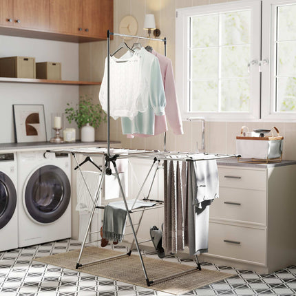 Foldable Clothes Drying Rack, Adjustable Wings, Stainless Steel