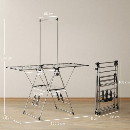 Foldable Clothes Drying Rack, Adjustable Wings, Stainless Steel
