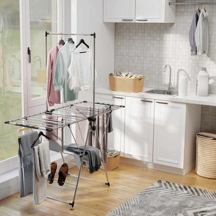 Foldable Clothes Drying Rack, Adjustable Wings, Stainless Steel