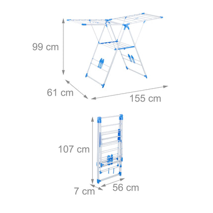 Foldable Clothes Drying Rack with 2 Wings & Shoe Holders