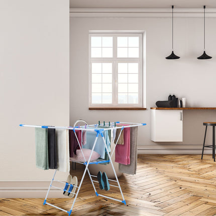 Foldable Clothes Drying Rack with 2 Wings & Shoe Holders