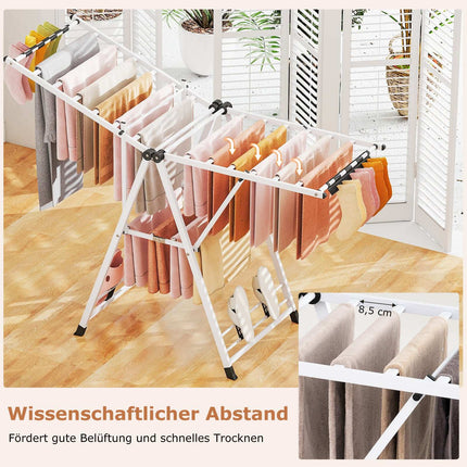 Foldable Clothes Drying Rack with Adjustable Wings, 163 cm