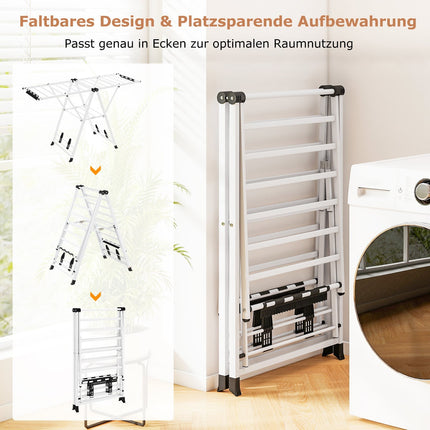 Foldable Clothes Drying Rack with Adjustable Wings, 163 cm