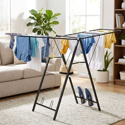 Foldable Clothes Drying Rack with Adjustable Wings
