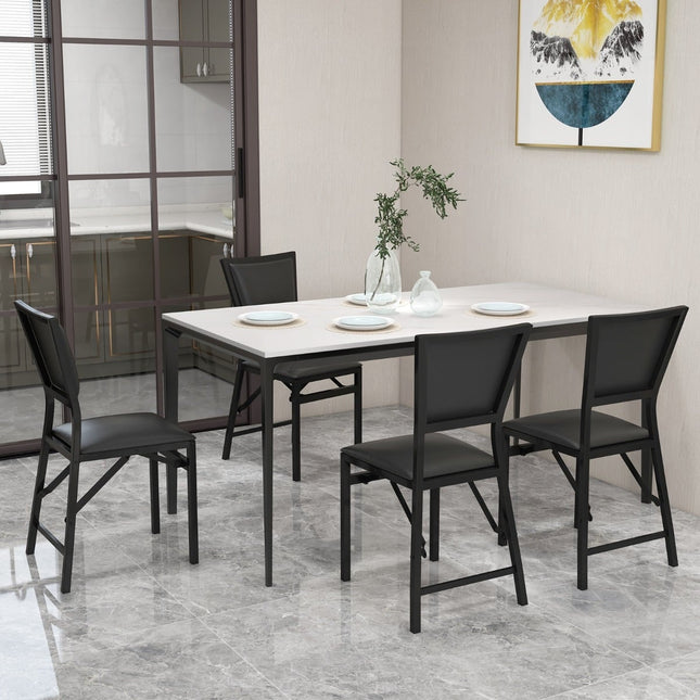 Set van 2 opklapbare eetkamerstoelen, metalen frame, gewatteerde zittingen