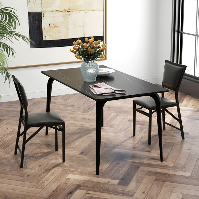 Set van 2 opklapbare eetkamerstoelen, metalen frame, gewatteerde zittingen