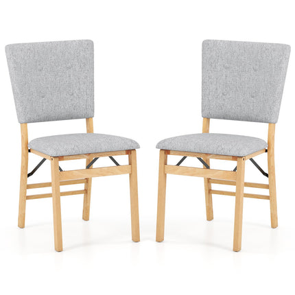 Foldable Dining Chairs Set of 2, Padded Seat, Grey