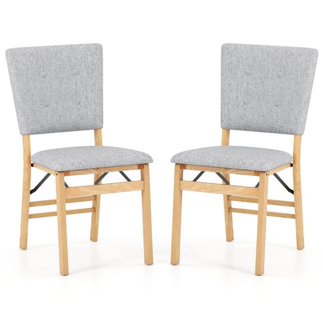 Set van 2 opklapbare eetkamerstoelen met gewatteerde zitting, grijs
