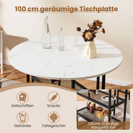 Foldable Dining Table, Marble Look, Seats 2-4, Mobile