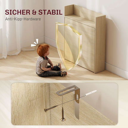 Foldable Dining Table with Shelf, Industrial Design, Oak, Space-Saving