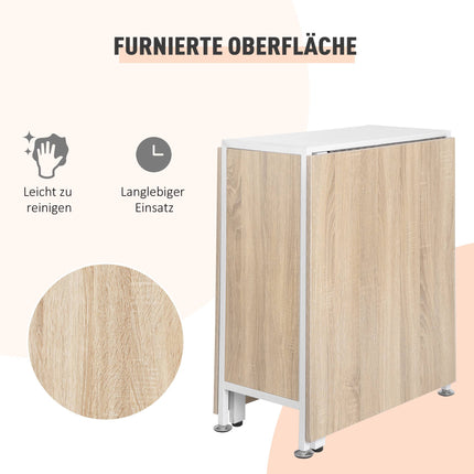 Foldable Dining Table with Shelves, Oak & White, 169x60x75 cm