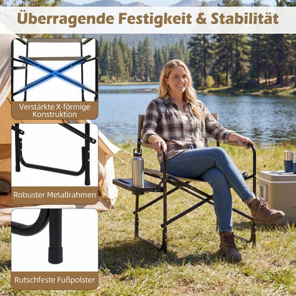 Foldable Director's Chair With Side Table, 150 kg