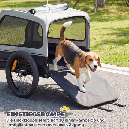 Foldable Dog Bike Trailer with Ramp for Medium Dogs 20kg