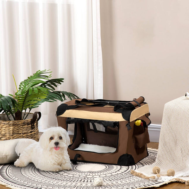 Collapsible dog carrier with cushion for dogs up to 4 kg