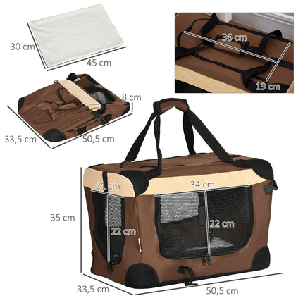 Collapsible dog carrier with cushion for dogs up to 4 kg