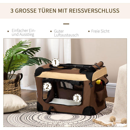 Collapsible dog carrier with cushion for dogs up to 4 kg