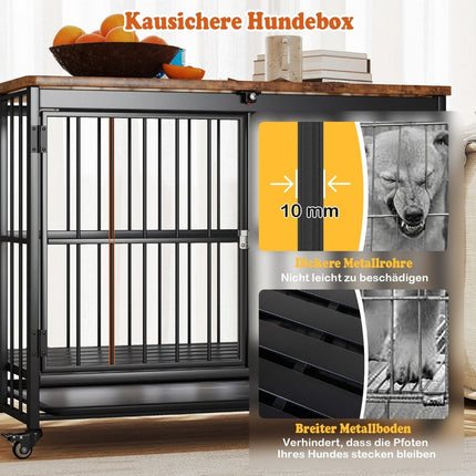 Foldable Dog Crate with Tray, Wheels & Locking Door
