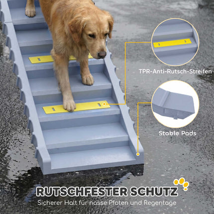 Foldable Dog Ramp with 10 Steps, Non-Slip, 154x40cm, 25kg Capacity