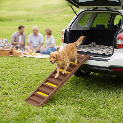 Foldable Dog Ramp with 10 Steps, Non-Slip, 154x40cm, 25kg Capacity