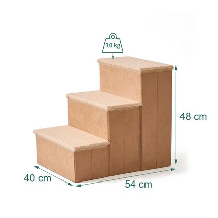 Foldable Dog Steps with Storage, Beige, Medium