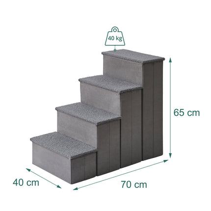 Foldable Dog Steps with Storage, Large, Grey