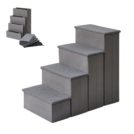 Foldable Dog Steps with Storage, Large, Grey