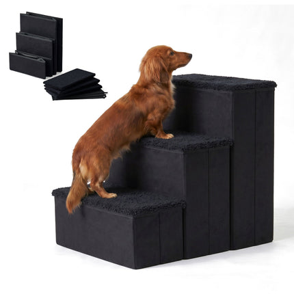 Foldable Dog Steps with Storage, Medium, Black