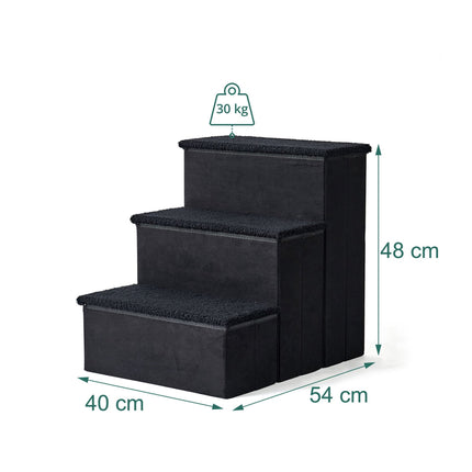 Foldable Dog Steps with Storage, Medium, Black