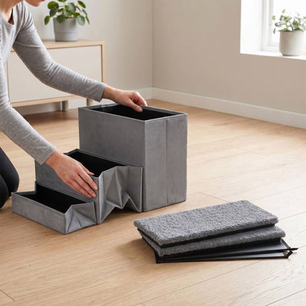 Foldable Dog Steps with Storage, Medium, Grey