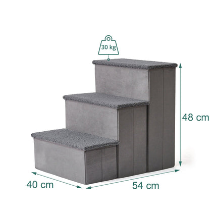 Foldable Dog Steps with Storage, Medium, Grey