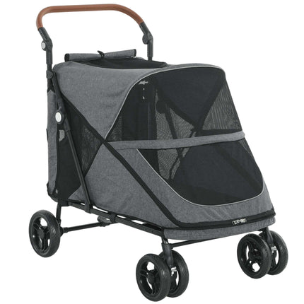 Foldable Dog Stroller for Large Dogs Up to 30kg, Grey
