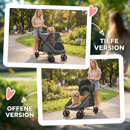 Foldable Dog Stroller for Large Dogs Up to 30kg, Grey