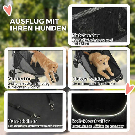 Foldable Dog Stroller for Large Dogs Up to 30kg, Grey