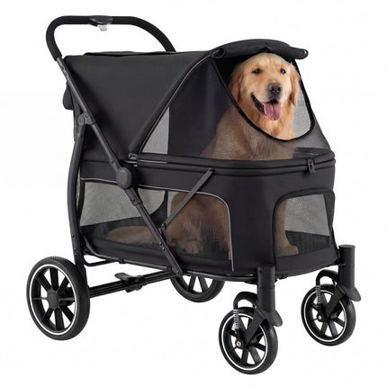 Foldable Dog Stroller with All-Terrain Wheels, Black
