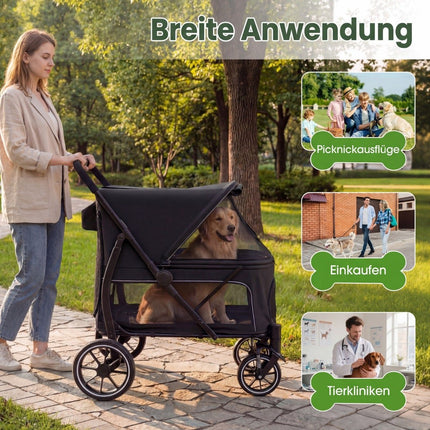 Foldable Dog Stroller with All-Terrain Wheels, Black