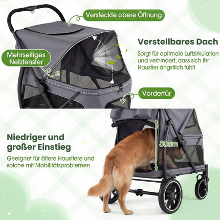 Foldable Dog Stroller with All-Terrain Wheels, Gray